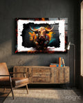 Charging Bull Torn Frame Glass Wall Art