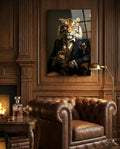Tiger in Navy Suit Fireside Glass Wall Art