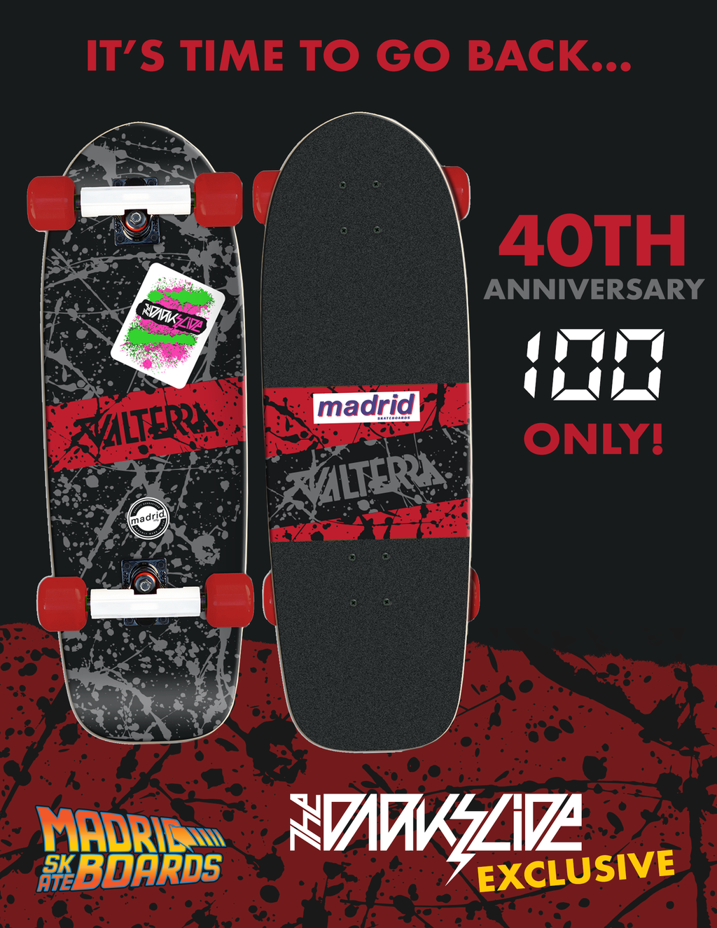 Valterra x Madrid Marty Dark Slide Exclusive LTD 9.5" Skateboard Deck BTTF