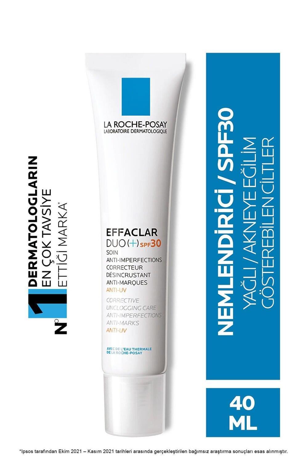 La Roche Posay Effaclar Duo SPF30 Moisturizing Cream - Hydrating, Non-Comedogenic, Oily Skin Care with Sun Protection