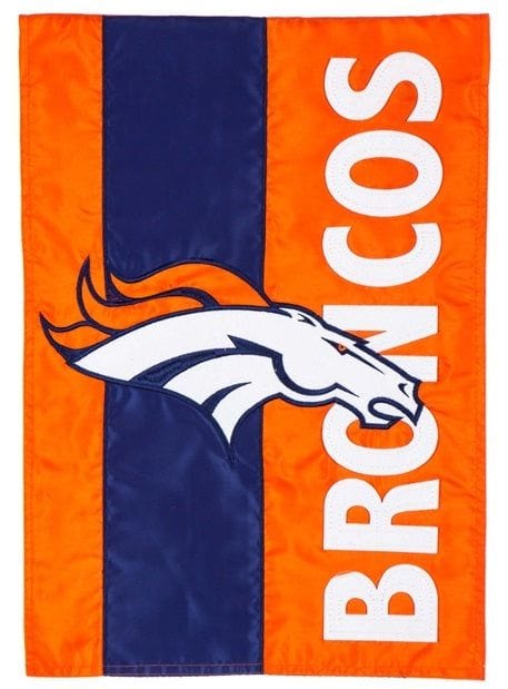 Denver Broncos Garden Flag 2 Sided Embellished Logo