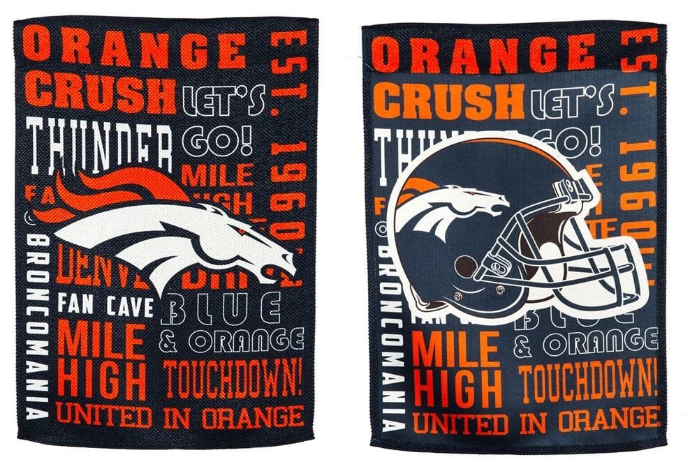 Denver Broncos Garden Flag 2 Sided Fan Rules Orange Crush