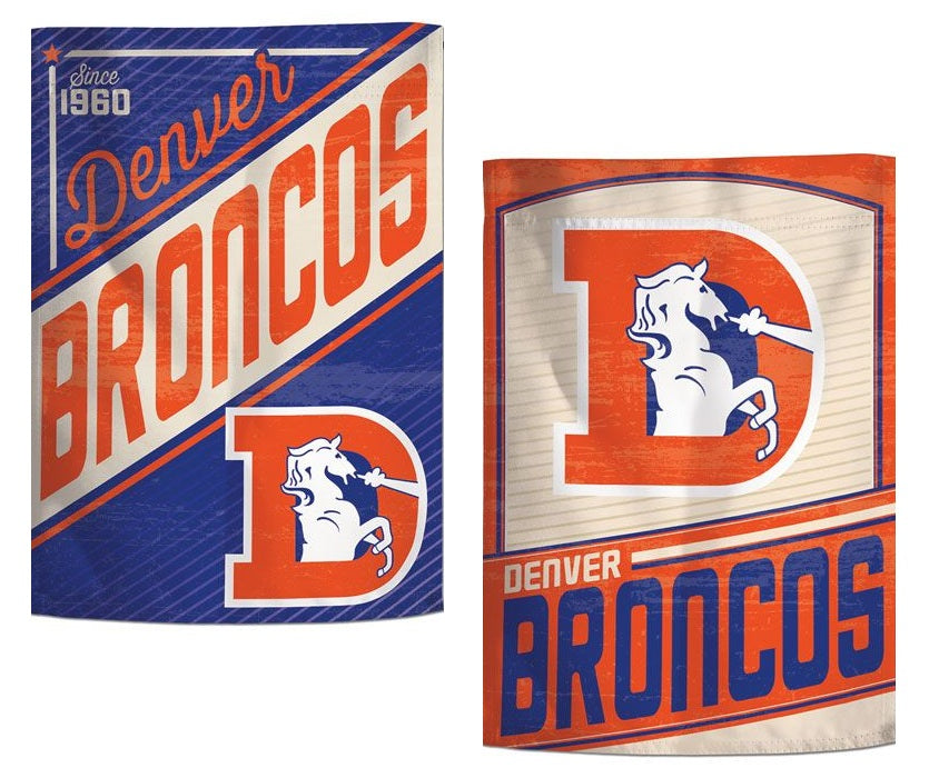Denver Broncos Garden Flag 2 Sided Retro Classic Logo