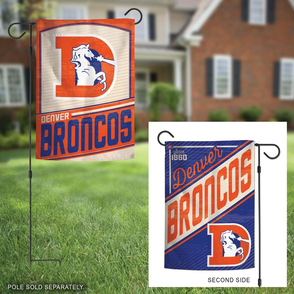 Denver Broncos Garden Flag 2 Sided Retro Classic Logo