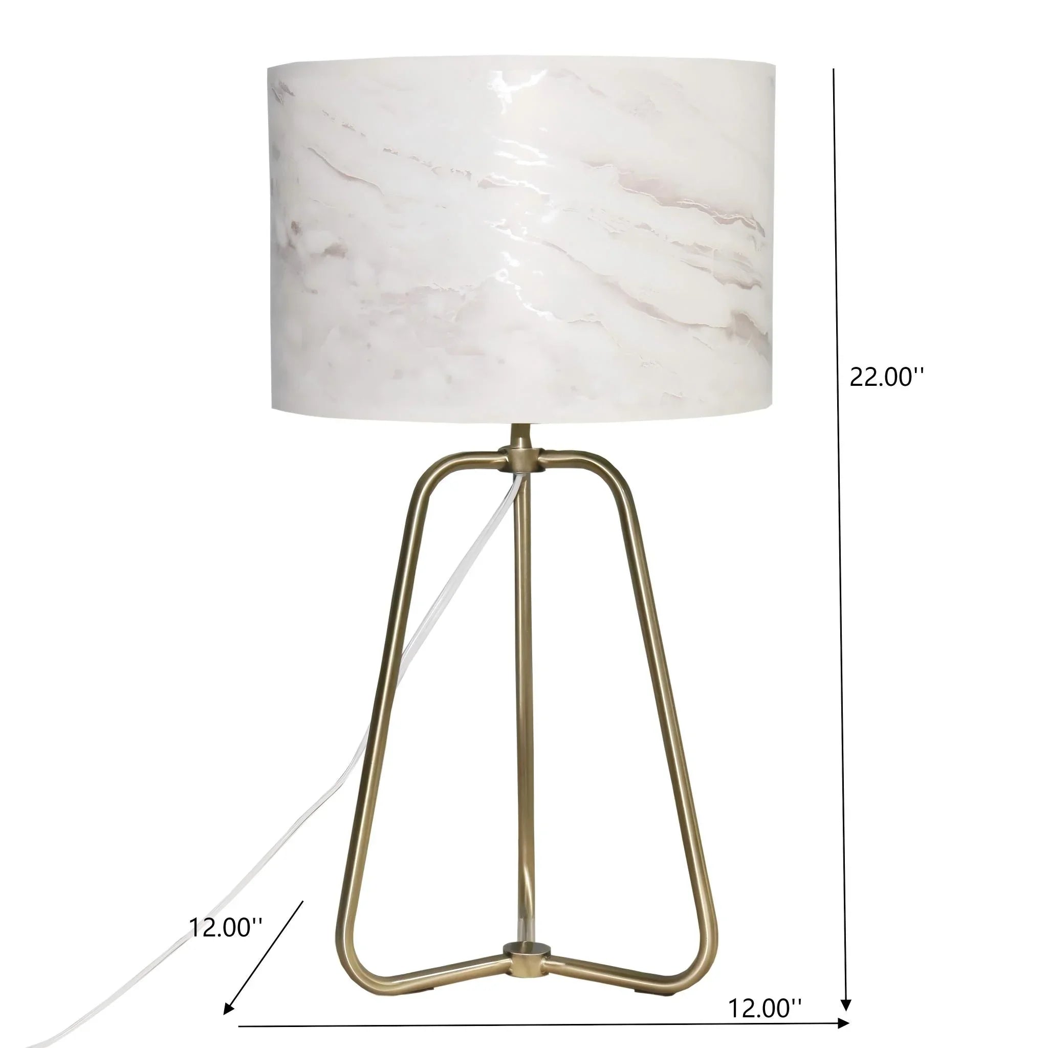 Table Lamp – Marble-Pattern Cylinder Shade & Bronze Metal Base | Mid-Century Modern Bedside & Desk Lamp