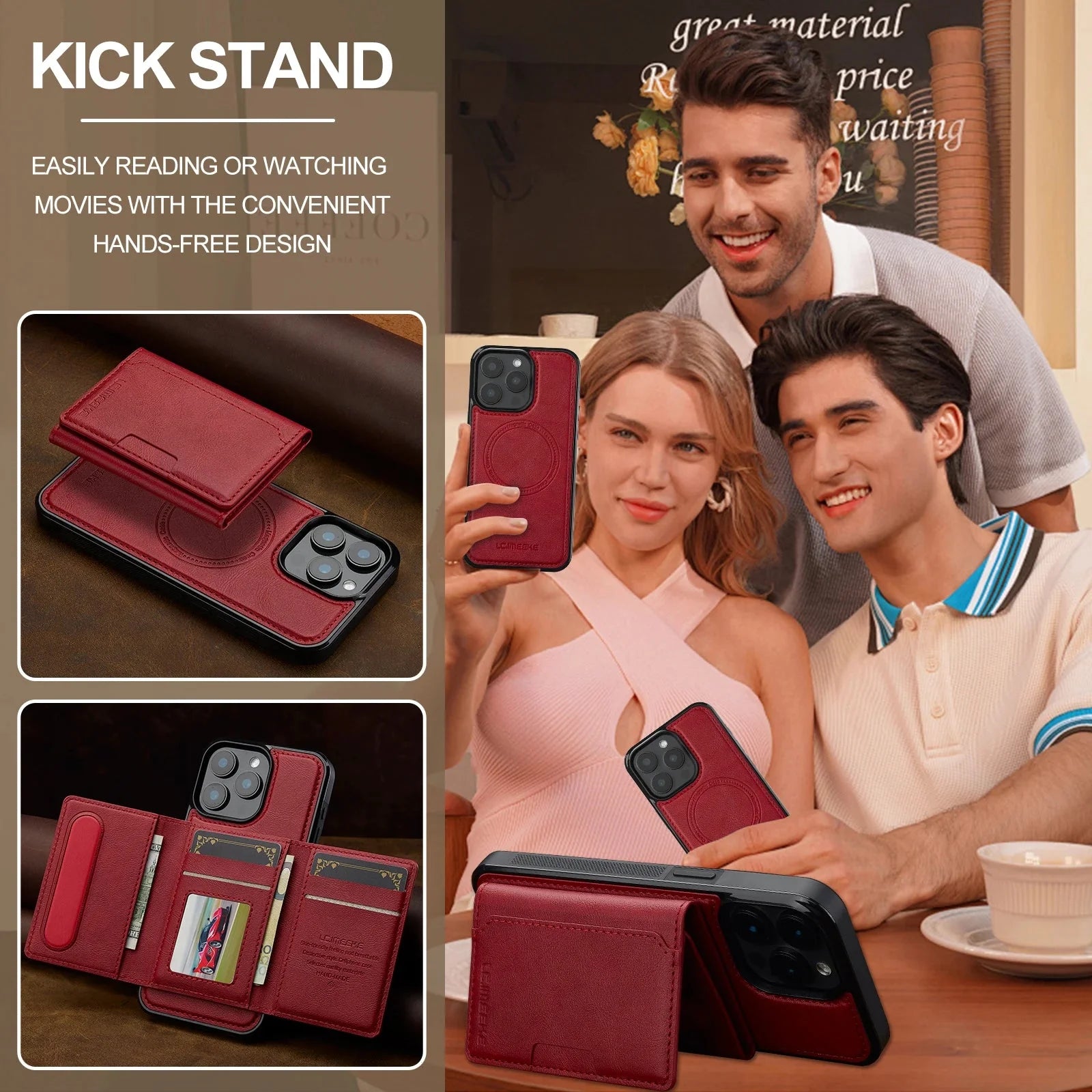 Detachable Magnetic Leather Case For iPhone