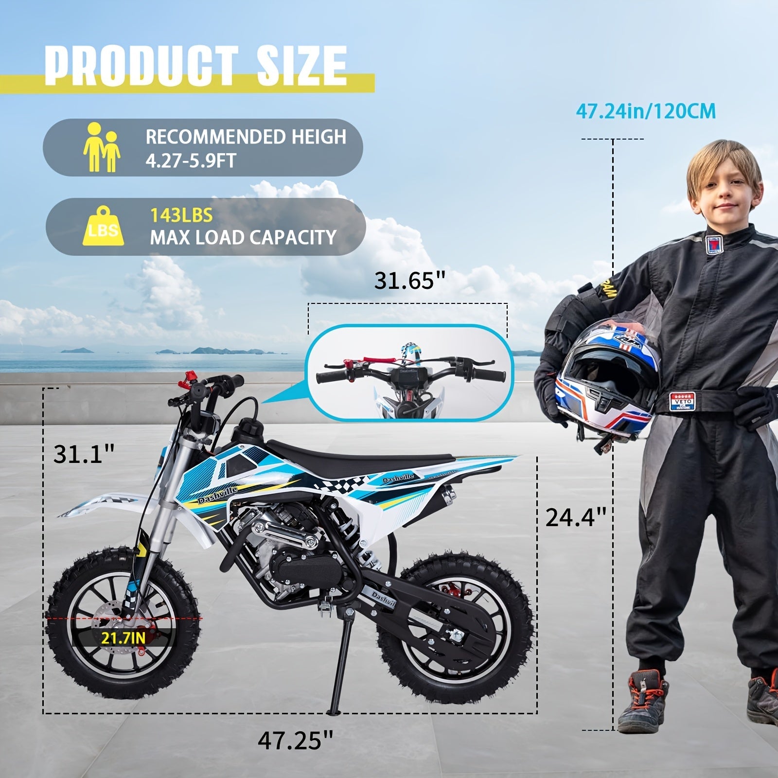 Dirt Bike, 4-Stroke Gas Power Mini Pit Bike