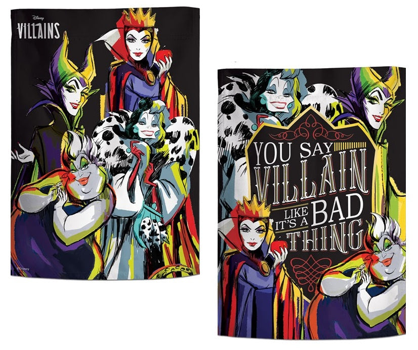 Disney Villains Garden Flag 2 Sided Maleficent Ursula Cruella