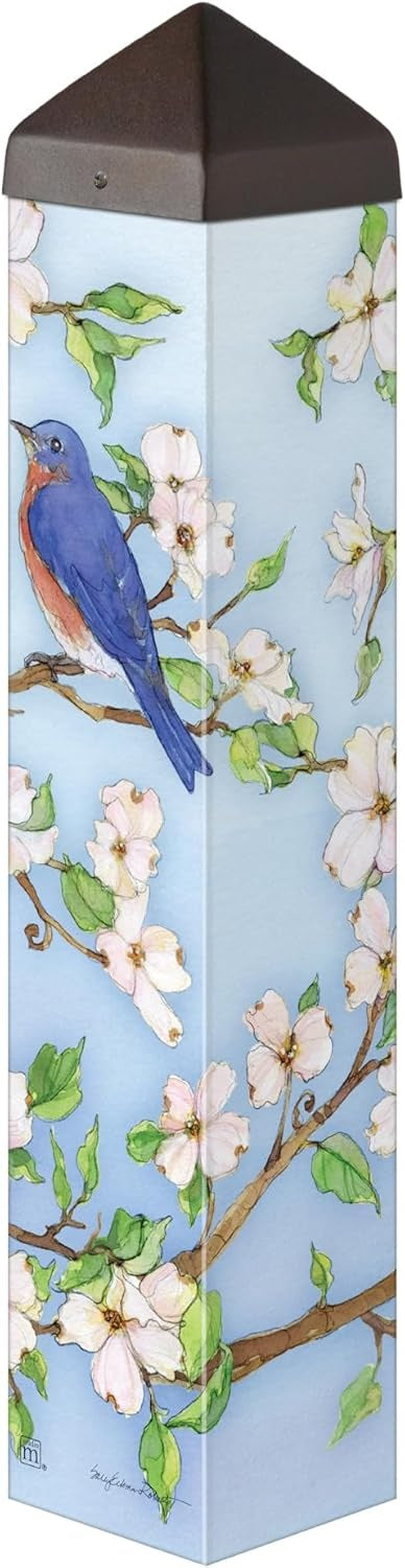 Dogwoods and Bluebirds Art Pole 20 Inches