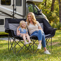 Double Camping Chair with Cup Holders Glass Racks and Mesh Pockets