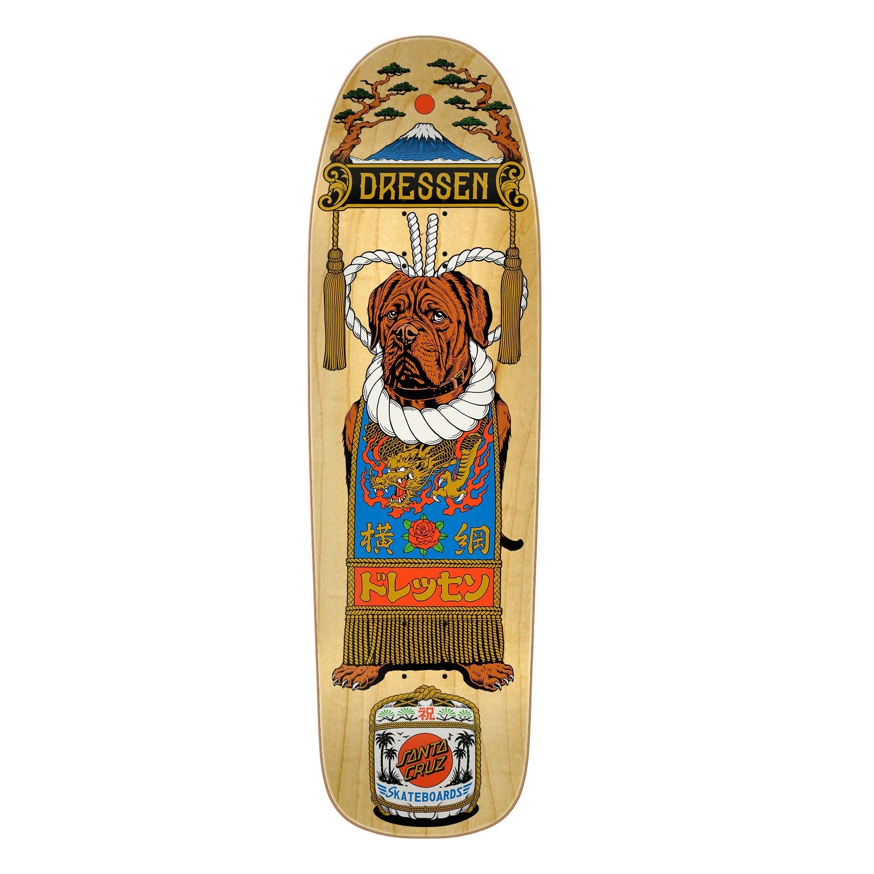 Santa Cruz Dressen Sumo Dog Shaped Skateboard Deck - 9.3″