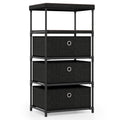 Dresser with 3/4 Drawers Fabric Storage Tower with Wood Top and Metal Frame