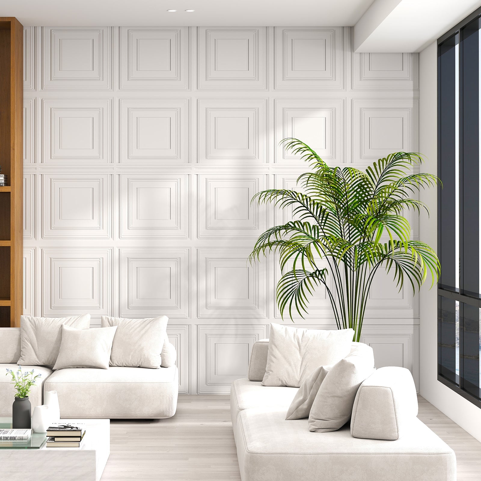 Drop Ceiling Tiles 24" x 24" PVC Ceiling Panels with 3D Decorative Patterns 12-Pack-White