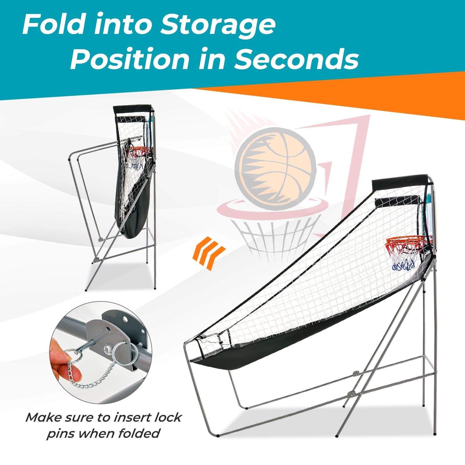 Dual Shot Basketball Arcade Game with 8 Game Modes and 4 Balls-Green