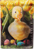 Ducking and Tulips Garden Flag 2 Sided