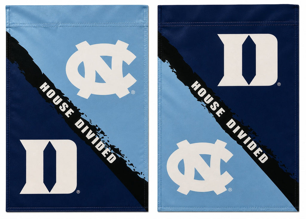 Duke and North Carolina 2 Sided House Divided Garden Flag