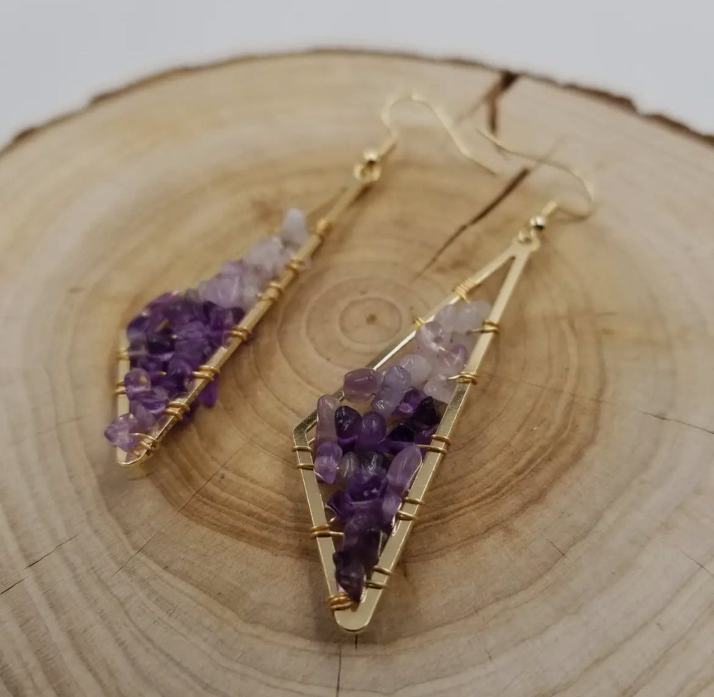 Amethyst Earrings | Boho Chic | Drop Earrings