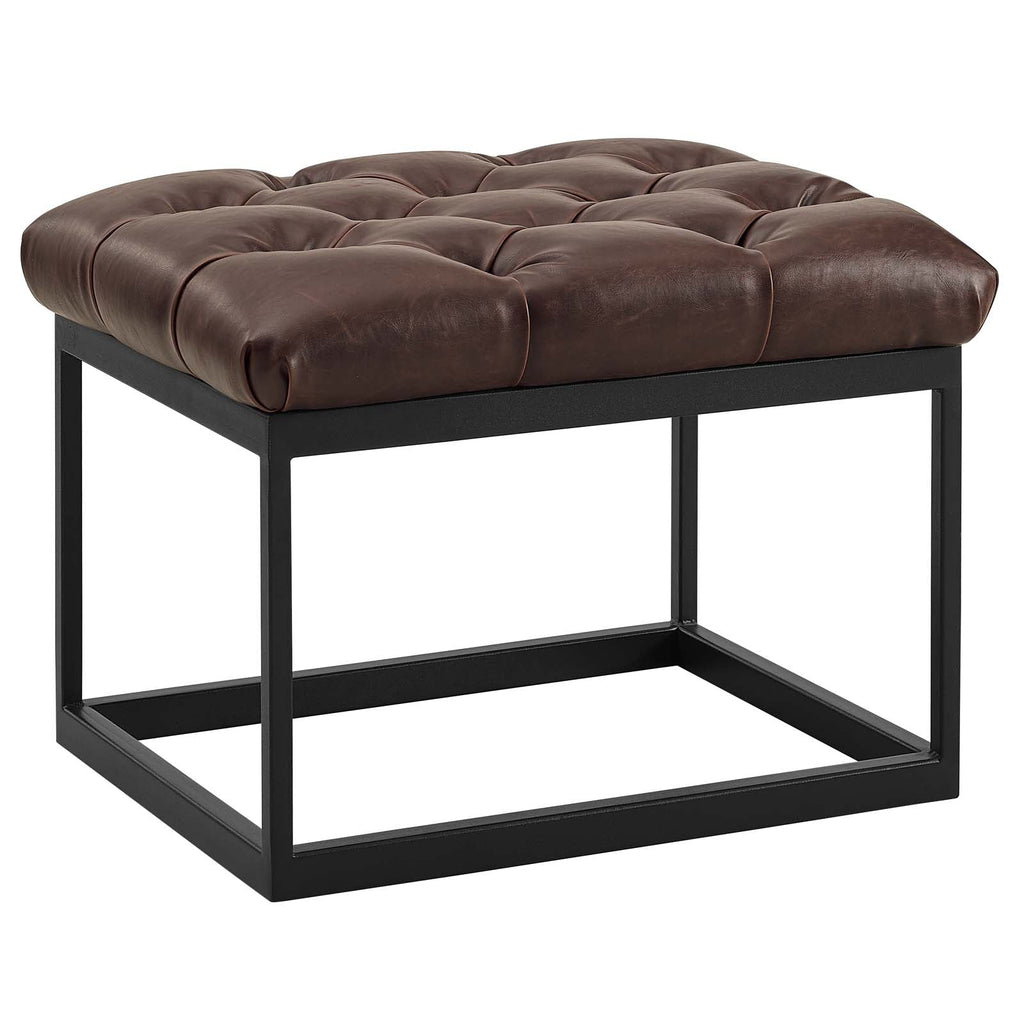 Cherish Antique Button Tufted Faux Leather Ottoman by Modway