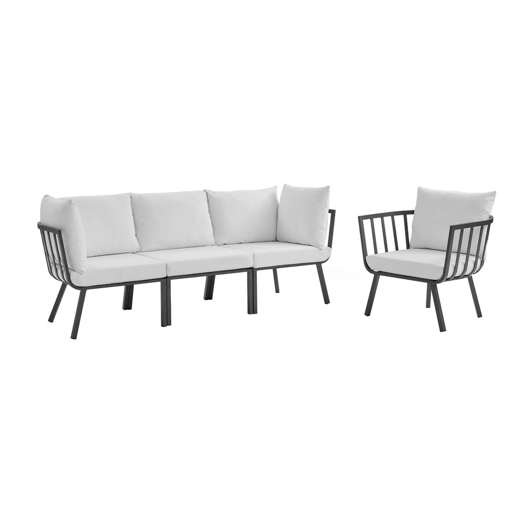 Riverside 4 Piece Outdoor Aluminum Set in Gray White
