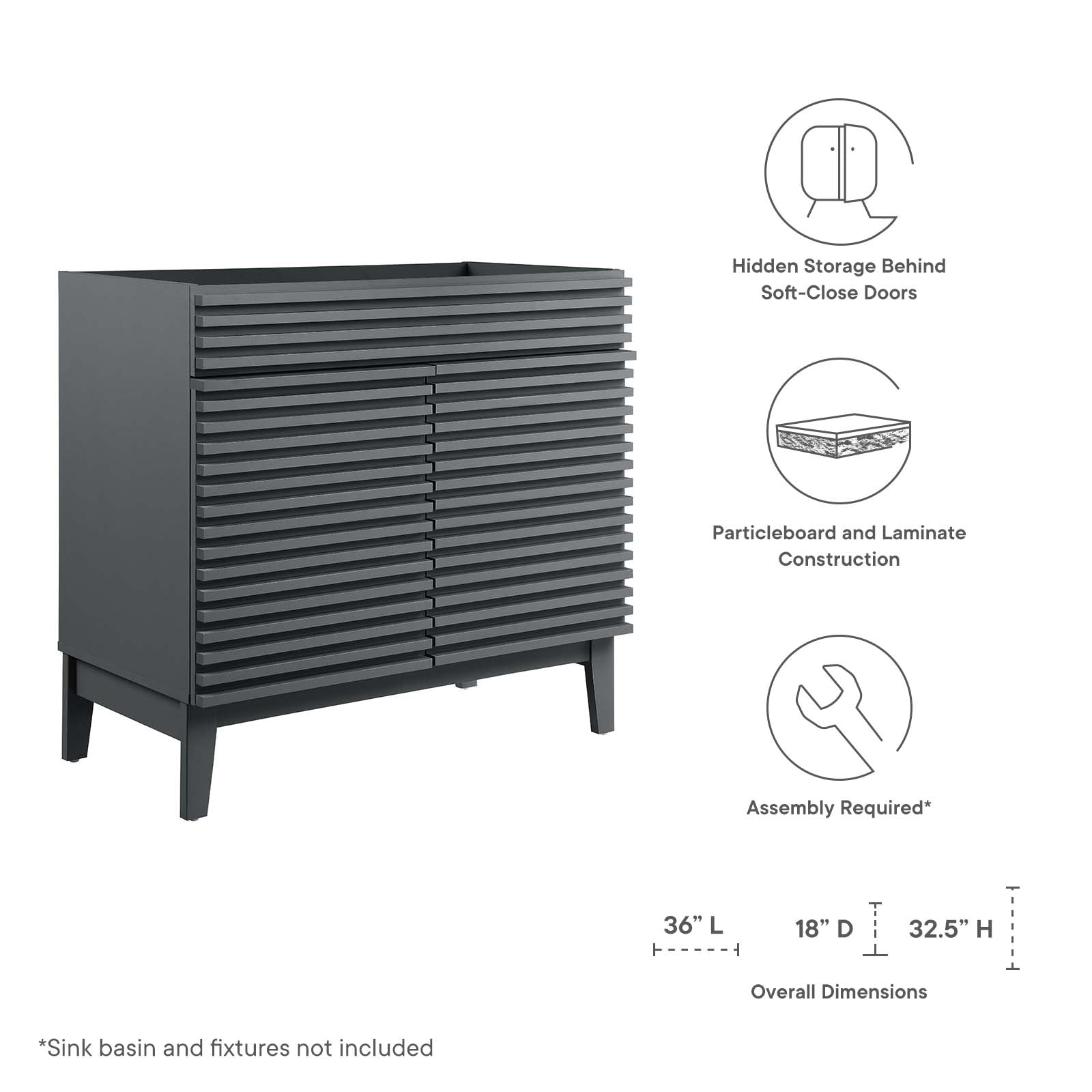 Render 36" Bathroom Vanity Cabinet by Modway
