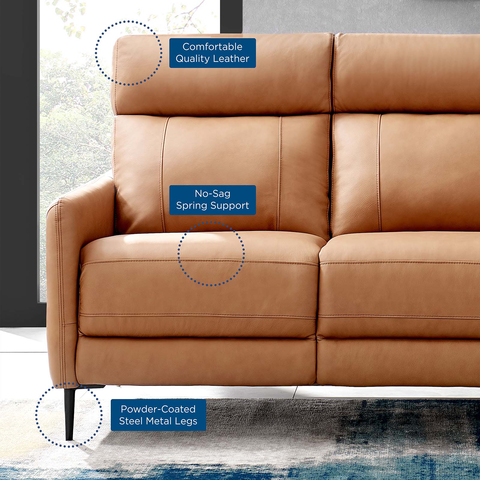 Huxley Leather Sofa by Modway