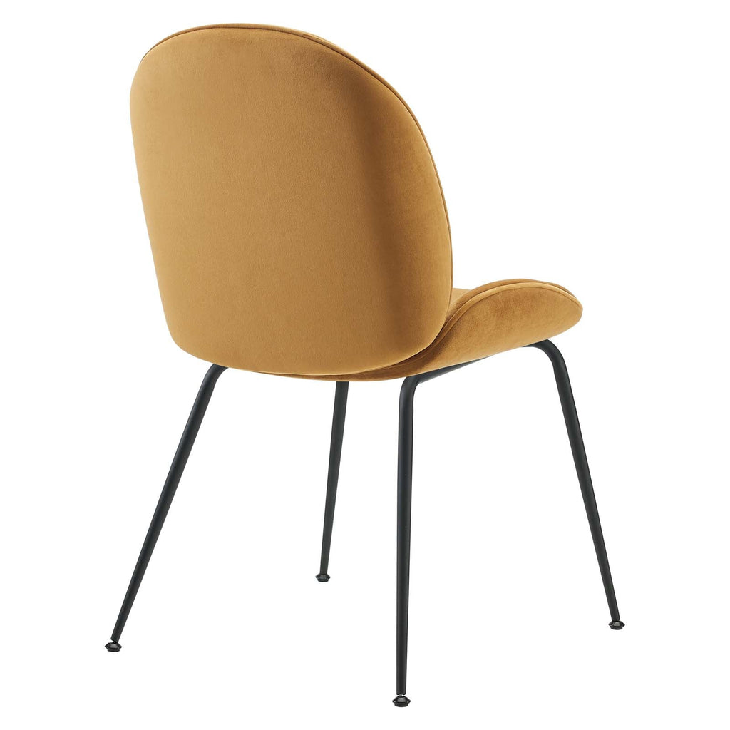 Scoop Black Powder Coated Steel Leg Performance Velvet Dining Chairs Set of 2 by Modway