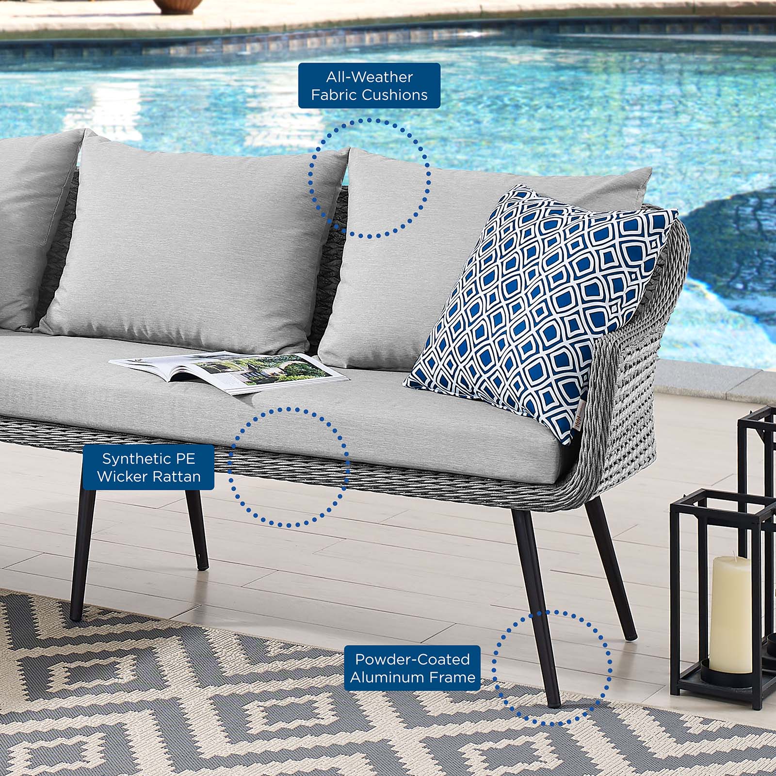 Endeavor Outdoor Patio Wicker Rattan Sectional Sofa by Modway
