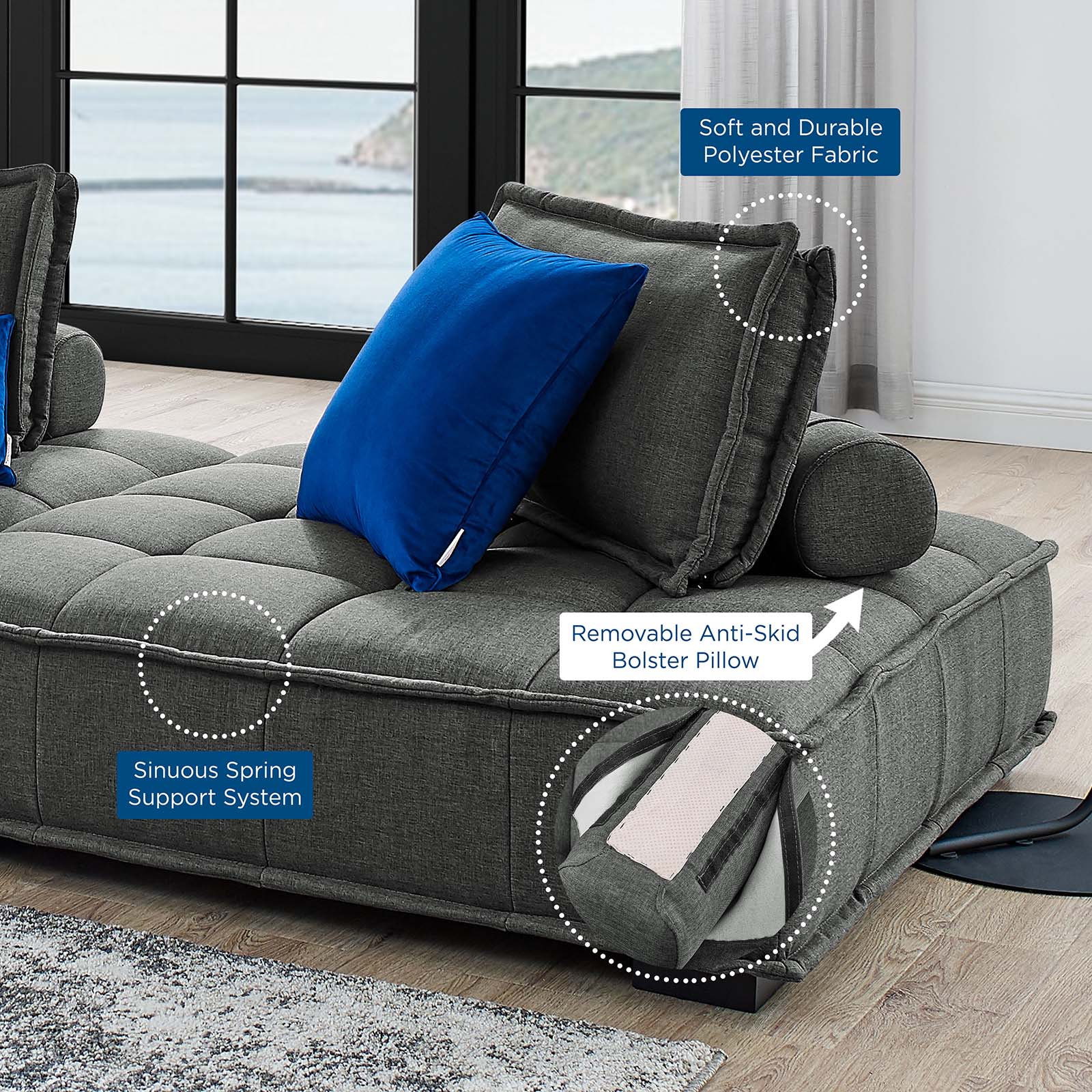 Saunter Tufted Fabric Armless Chair by Modway