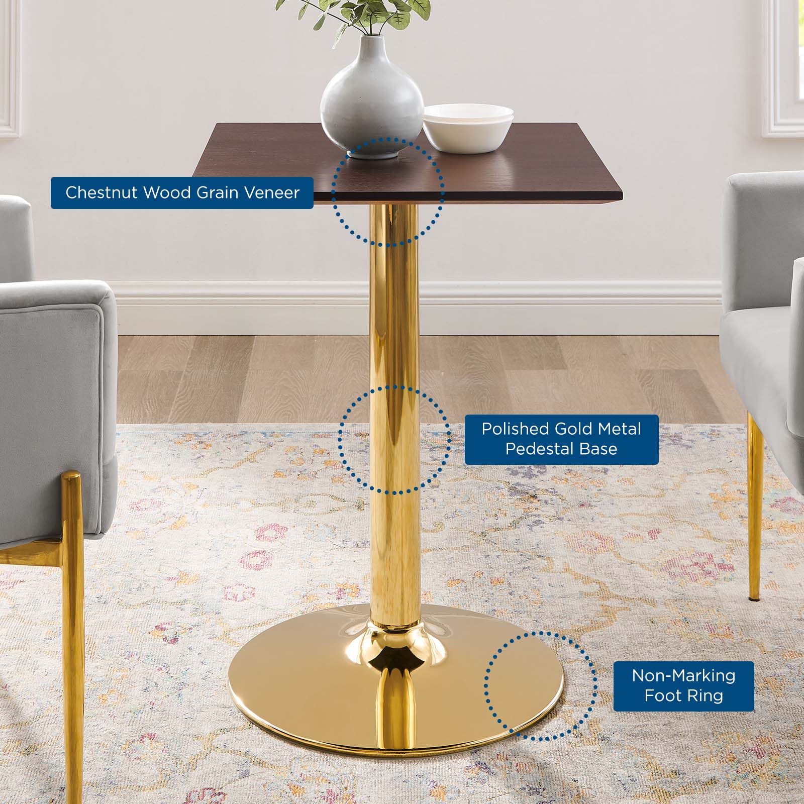 Verne 24" Square Dining Table by Modway