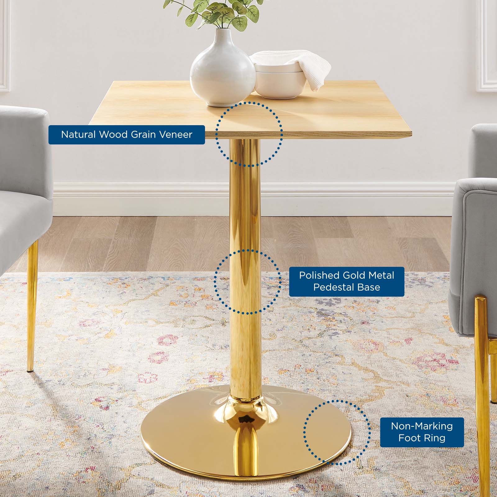 Verne 28" Square Dining Table by Modway