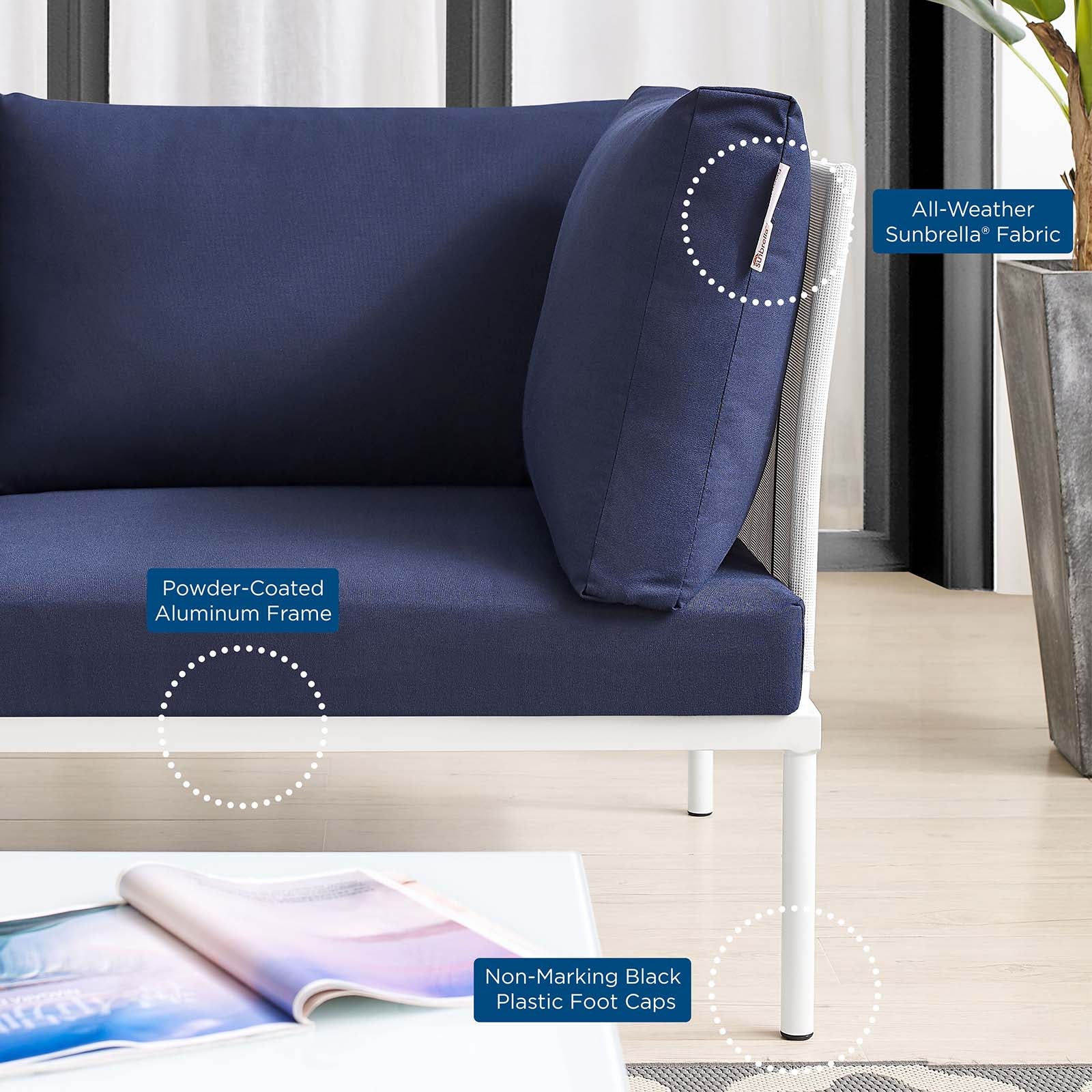 Harmony Sunbrella¨ Outdoor Patio Aluminum Sofa by Modway