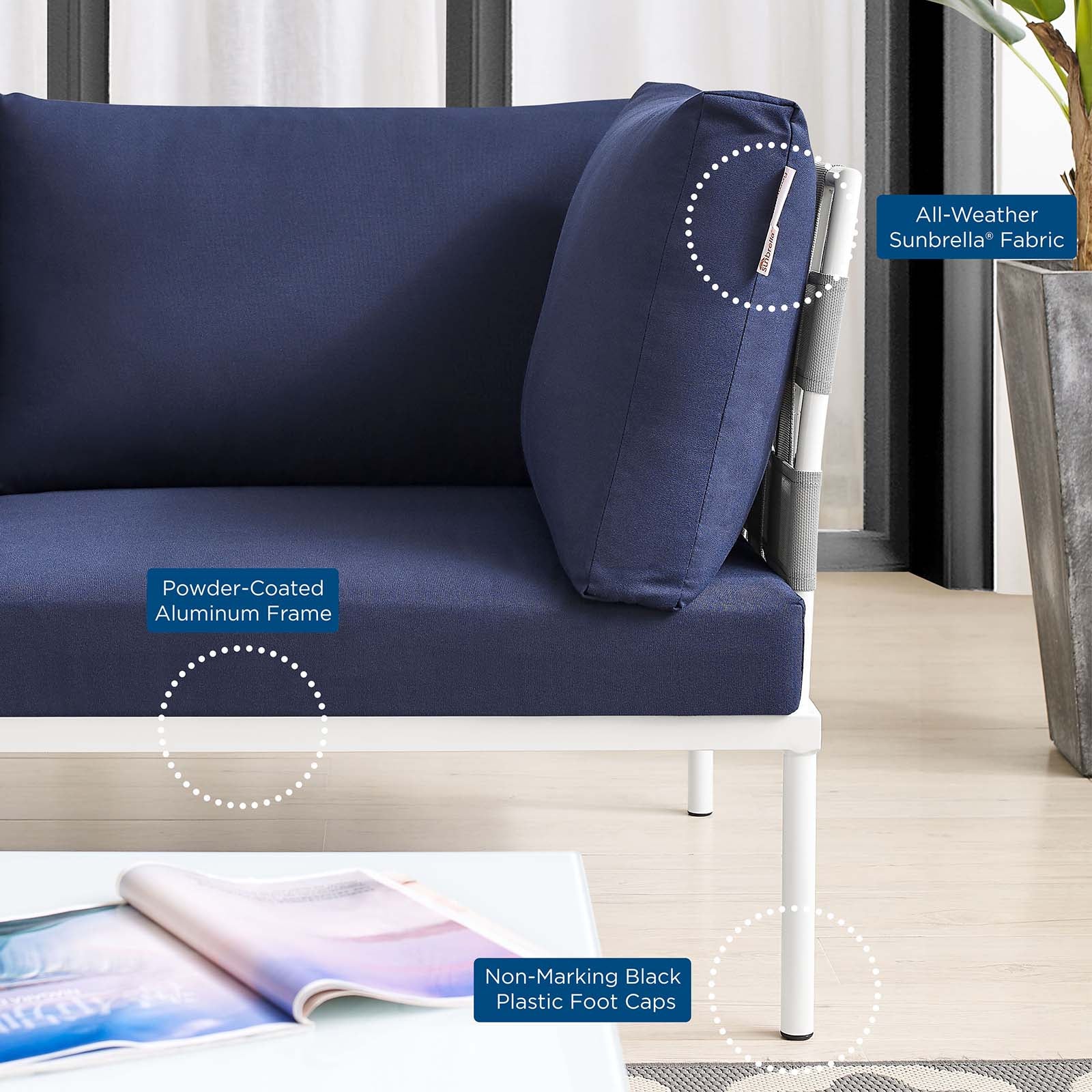 Harmony Sunbrella¨ Outdoor Patio Aluminum Sofa by Modway