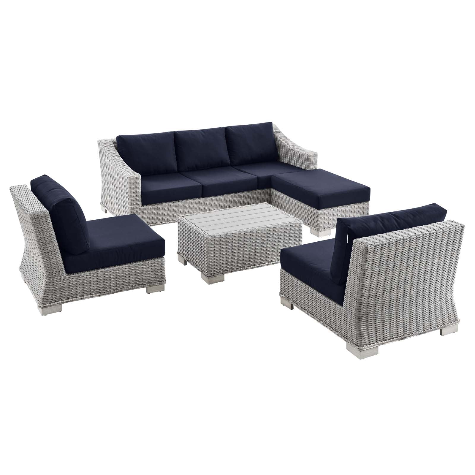 Conway 5-Piece Outdoor Patio Wicker Rattan Furniture Set by Modway