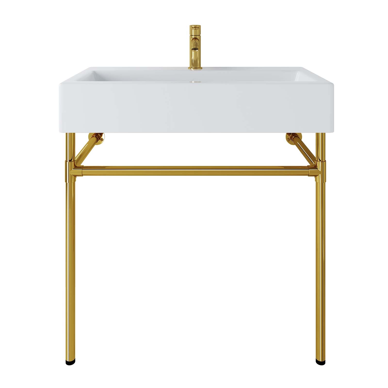 Redeem 32" Wall-Mount Gold Stainless Steel Bathroom Vanity by Modway