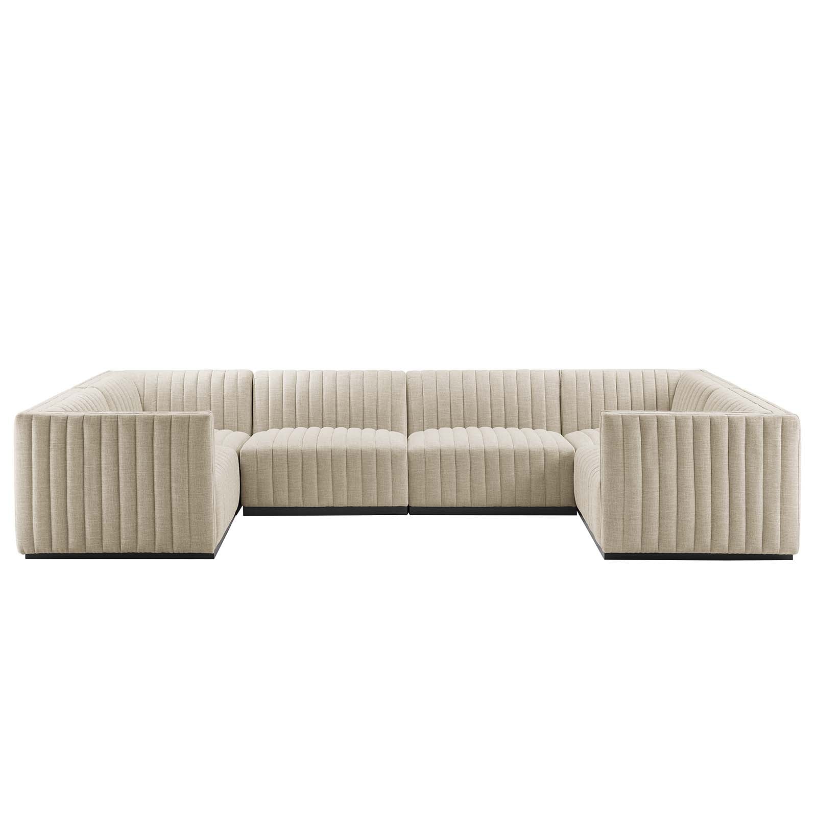 Conjure 6-Piece Channel Tufted Upholstered Fabric U-Shaped Sectional by Modway