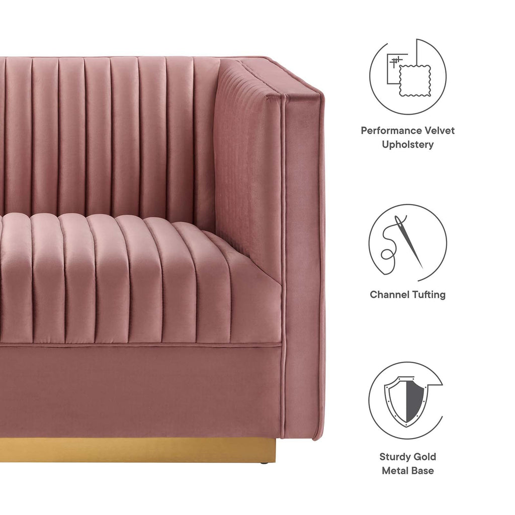 Sanguine Channel Tufted Performance Velvet Modular Sectional Sofa Loveseat by Modway
