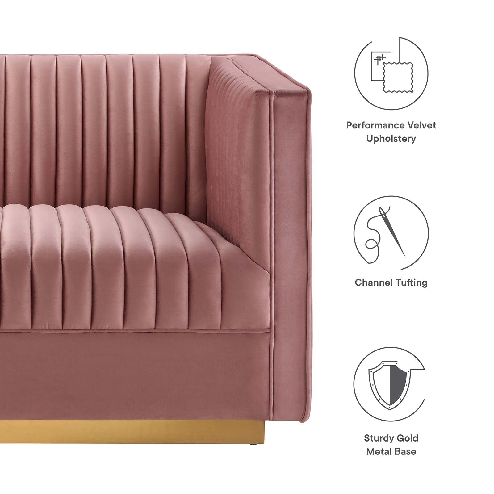 Sanguine 5-Piece Channel Tufted Performance Velvet Modular Sectional Sofa by Modway