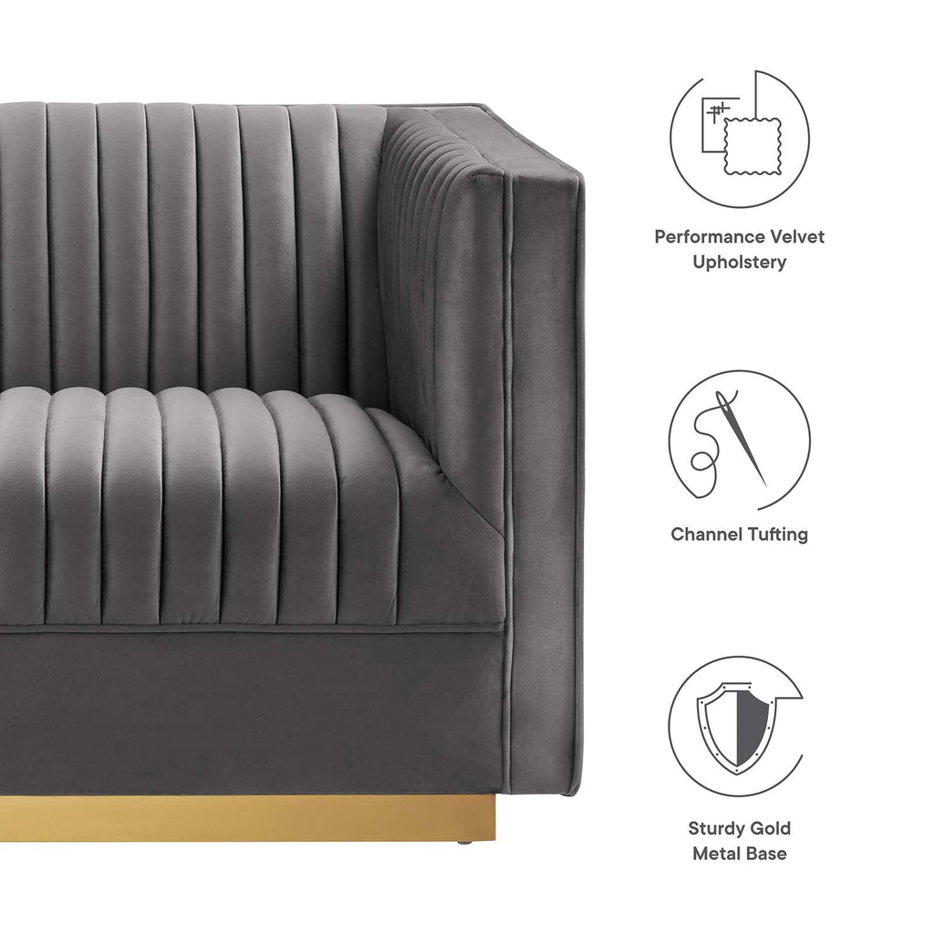 Sanguine 4-Piece Channel Tufted Performance Velvet Right-Facing Modular Sectional Sofa by Modway