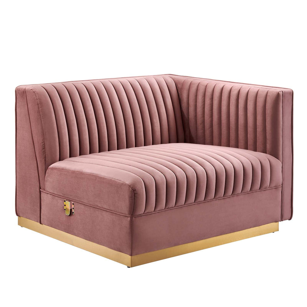 Sanguine 4-Piece Channel Tufted Performance Velvet Left-Facing Modular Sectional Sofa by Modway