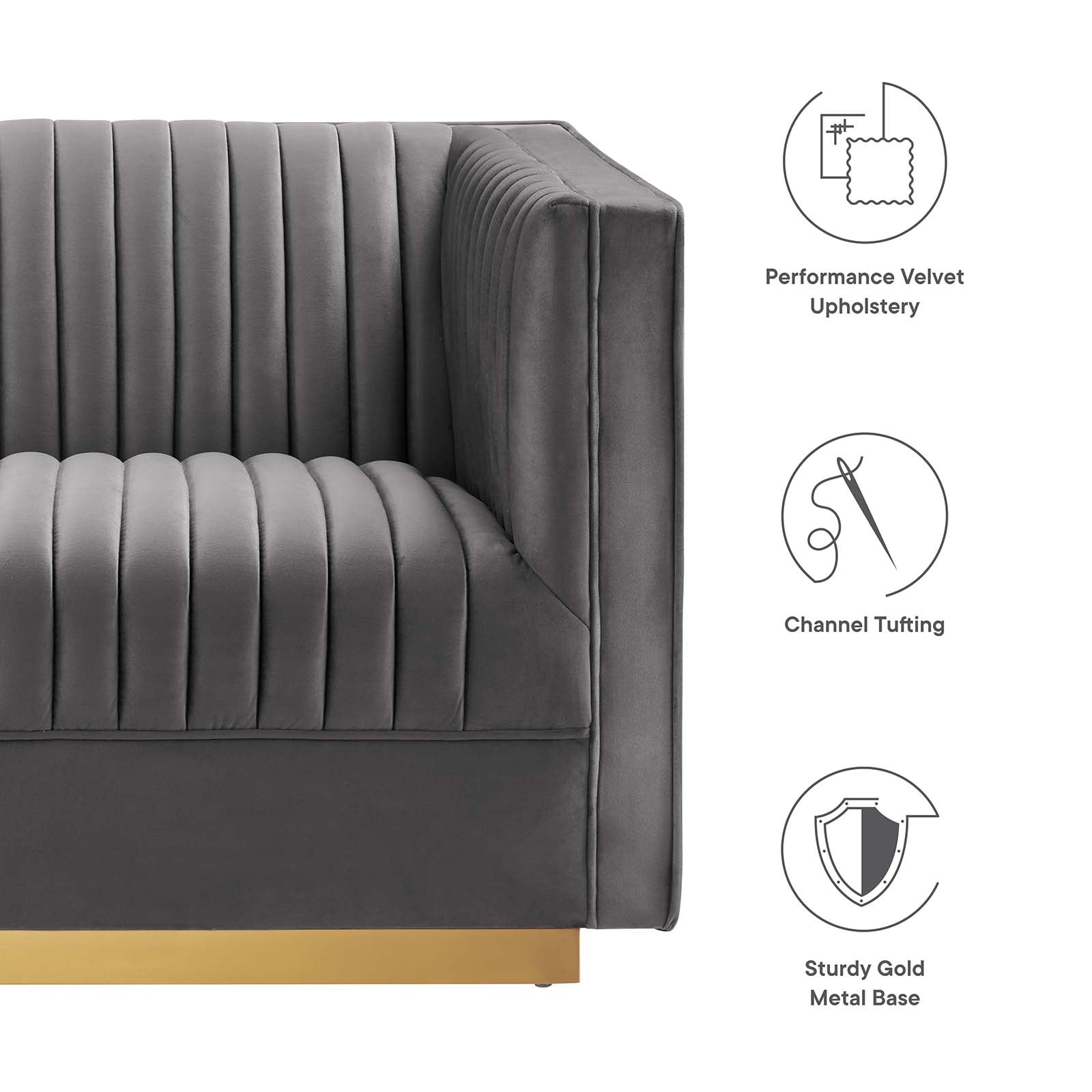 Sanguine 4-Piece Channel Tufted Performance Velvet Left-Facing Modular Sectional Sofa by Modway
