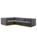 Sanguine 4-Piece Channel Tufted Performance Velvet Left-Facing Modular Sectional Sofa by Modway