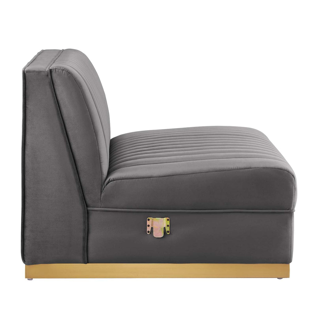Sanguine 4-Piece Channel Tufted Performance Velvet Left-Facing Modular Sectional Sofa by Modway