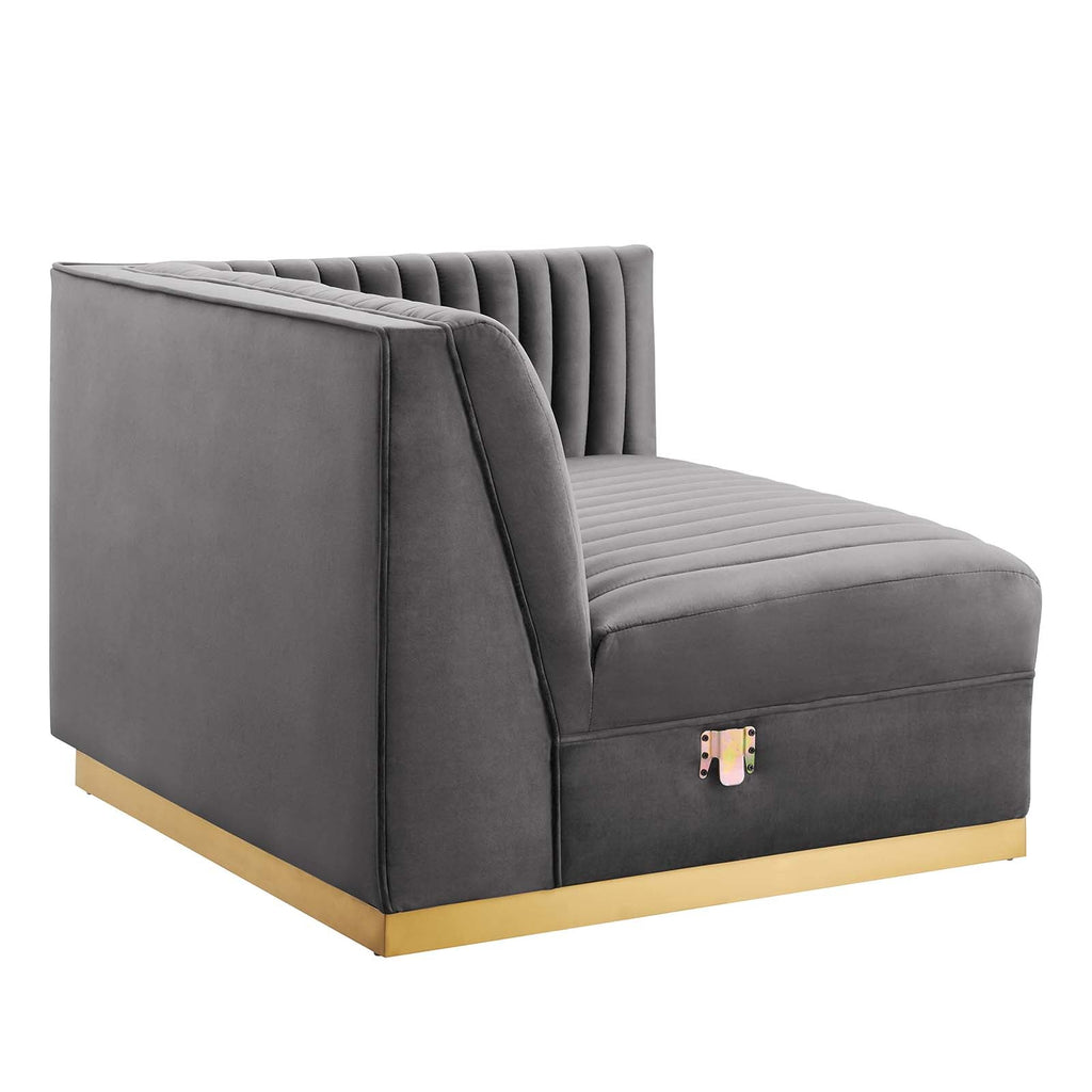 Sanguine 4-Piece Channel Tufted Performance Velvet Left-Facing Modular Sectional Sofa by Modway