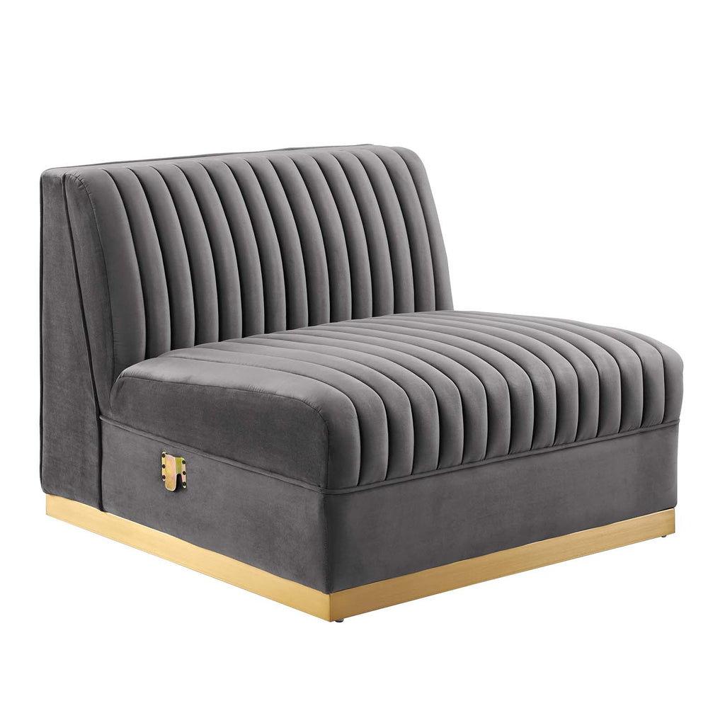 Sanguine Channel Tufted 5-Piece Right-Facing Modular Sectional Sofa in Navy
