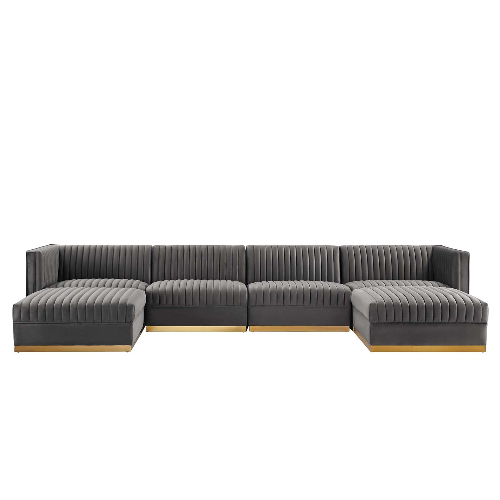 Sanguine 6-Piece Channel Tufted Performance Velvet Modular Sectional Sofa by Modway