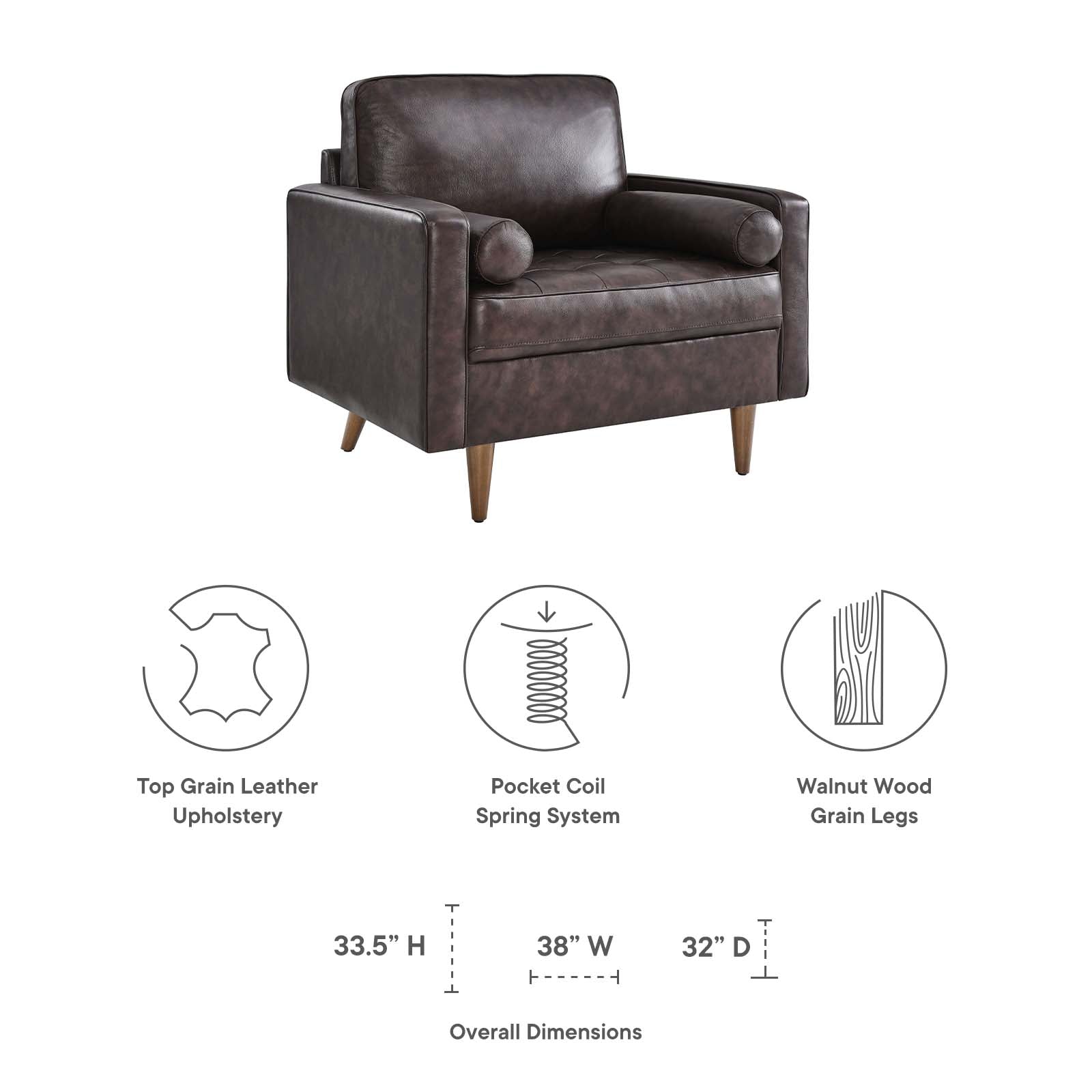 Valour Leather Armchair by Modway