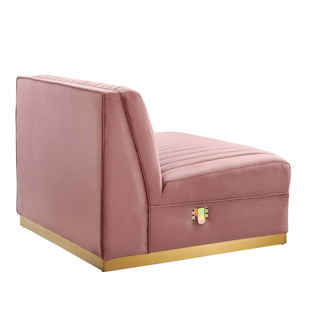 Sanguine Channel Tufted Performance Velvet Modular Sectional Sofa Armless Chair by Modway