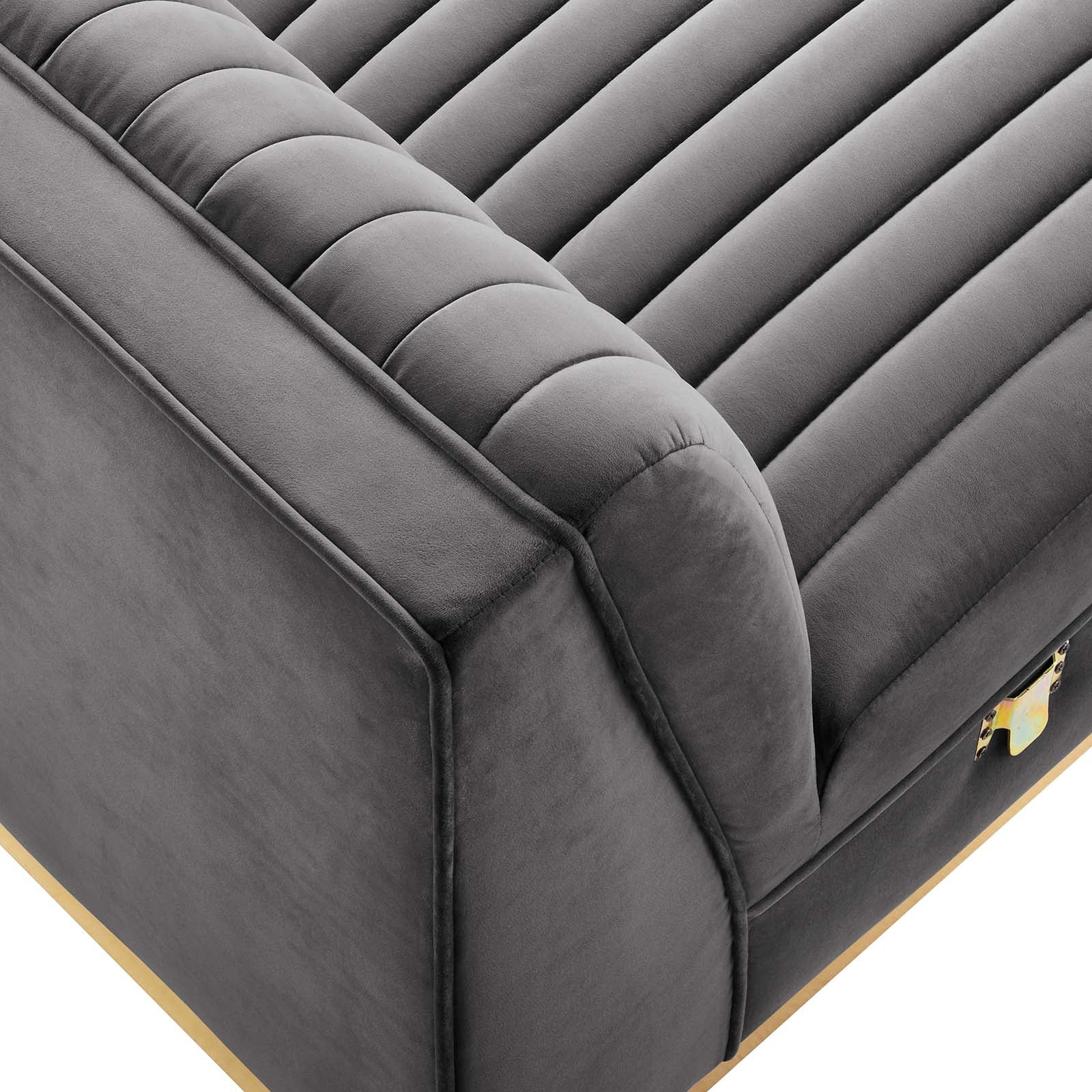 Sanguine Channel Tufted Performance Velvet Modular Sectional Sofa Armless Chair by Modway