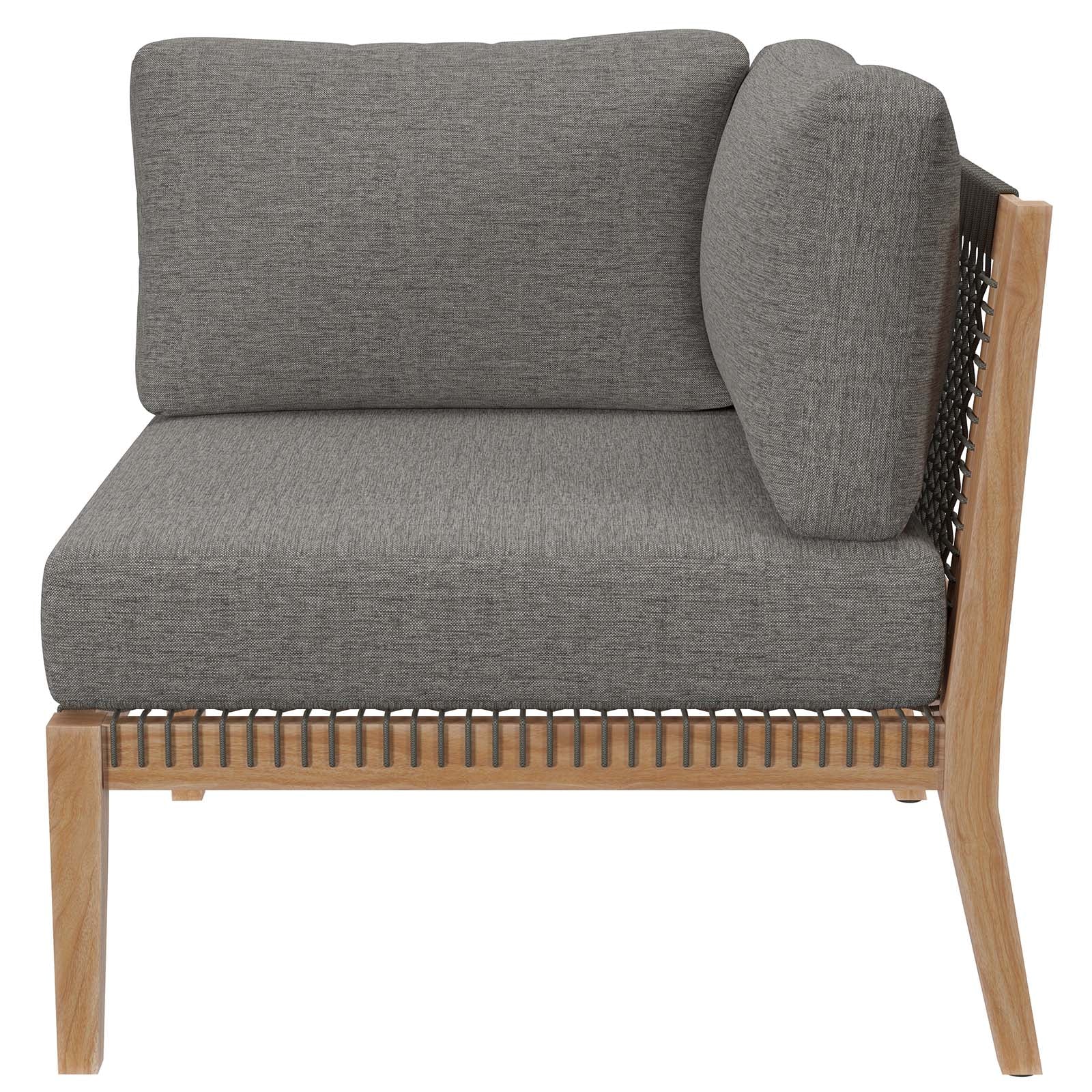 Clearwater 4-Piece Outdoor Patio Teak Wood Sectional Sofa by Modway