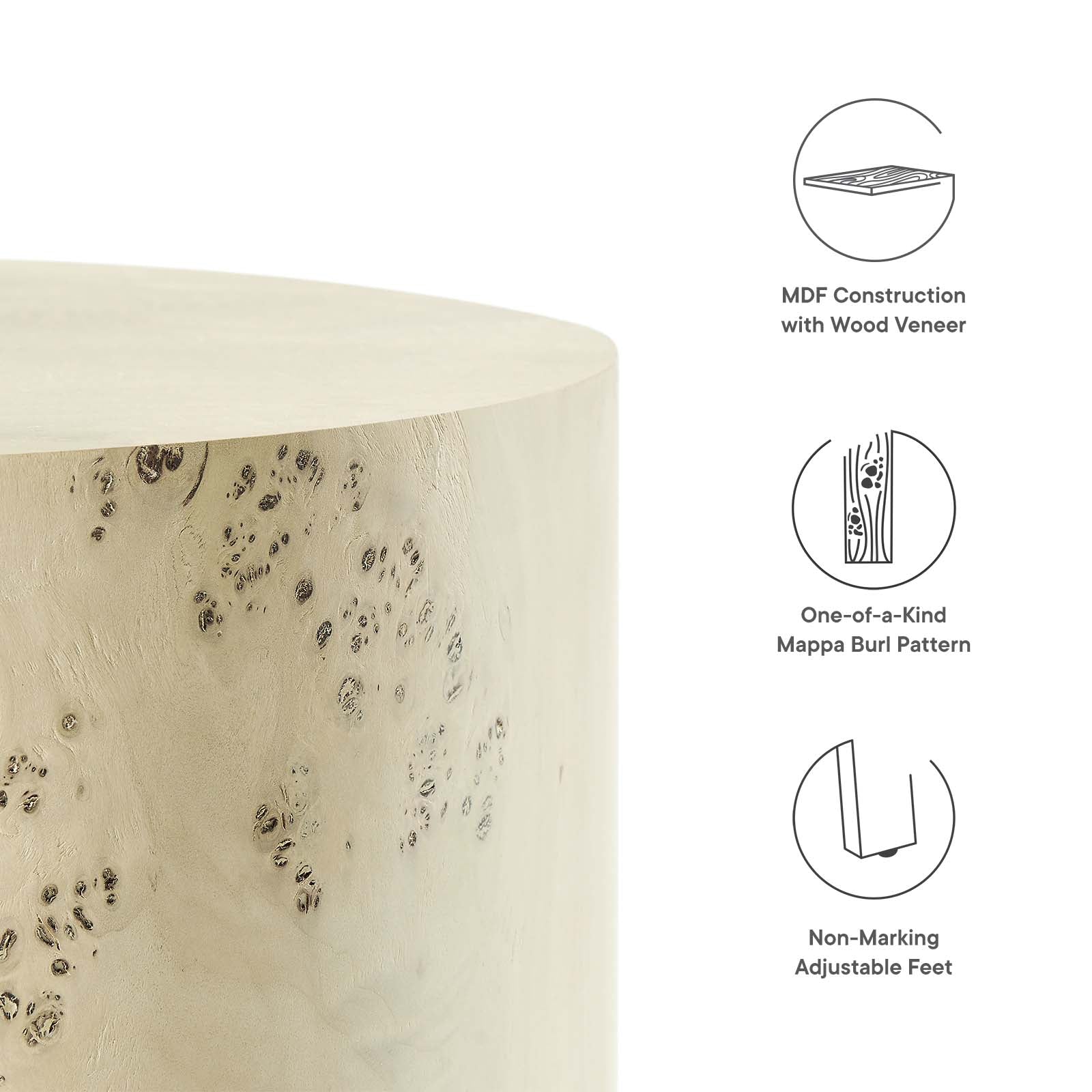 Cosmos 16" Round Burl Wood Side Table by Modway